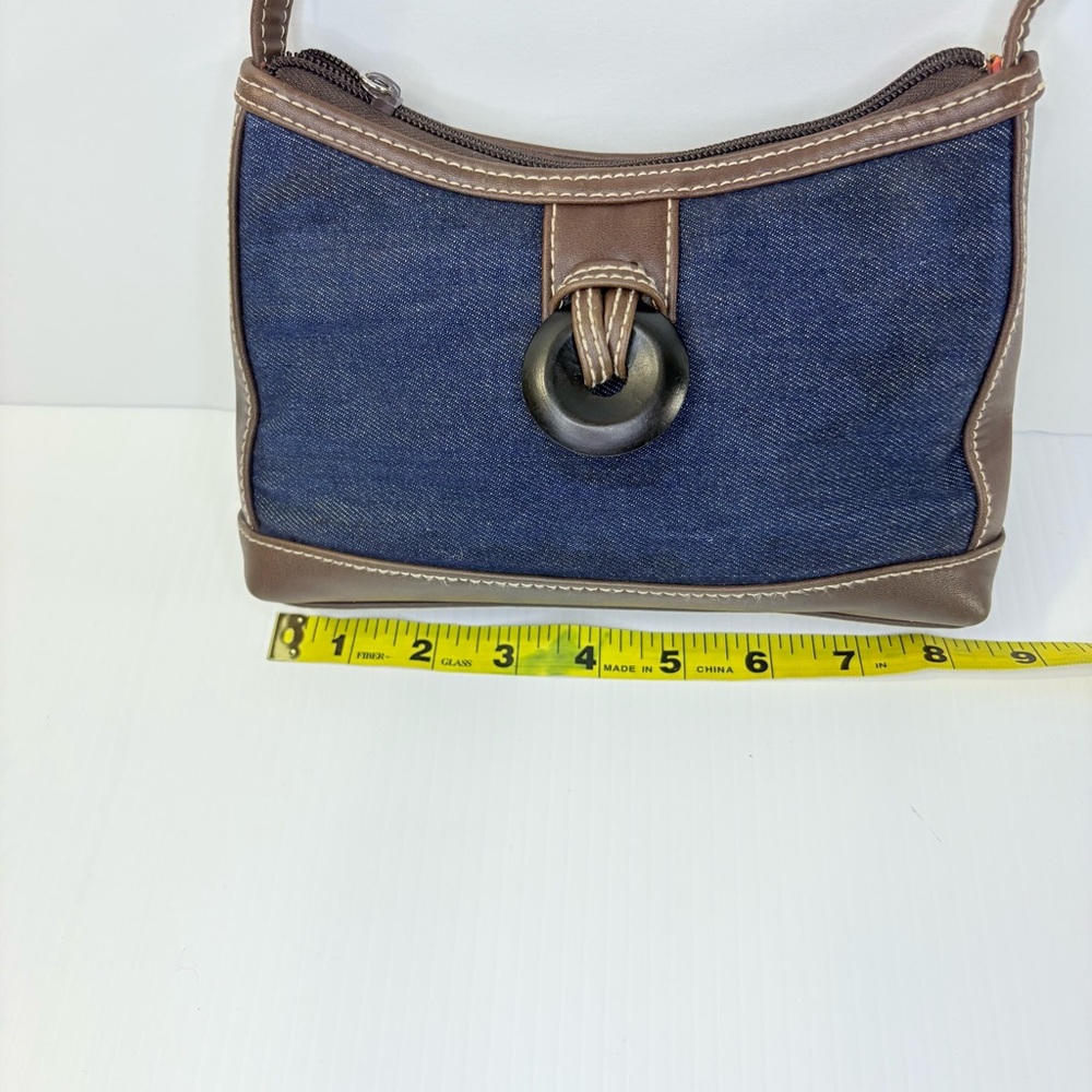 Vintage Charter Club Denim and Brown Mini Shoulder Bag Micro Purse Y2K - Picture 3 of 7